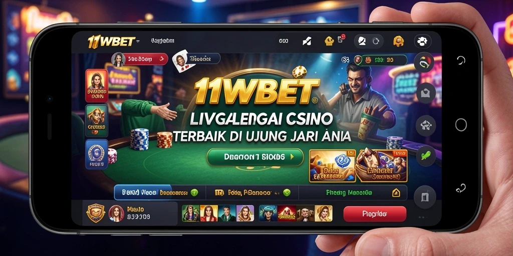 Screenshot menampilkan dealer live dan suasana permainan kasino yang dinamis.