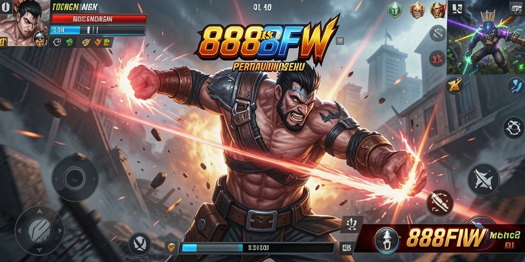 Tampilan pertarungan epik di 888FW dengan karakter beragam.
