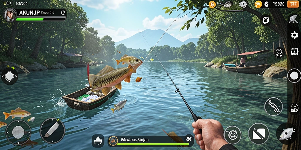 Tampilan aksi menyenangkan dalam permainan memancing AKUNJP.