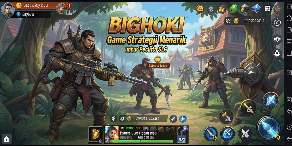 Screenshot gameplay BIGHOKI yang menggambarkan suasana pertempuran.