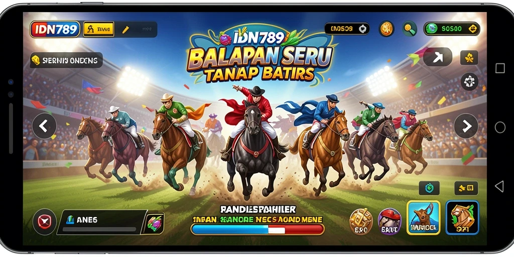 Tampilan gameplay racing seru di IDN789 dengan mobil balap yang melaju kencang.