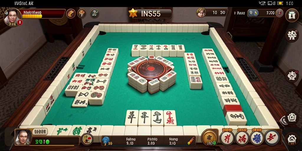 Screenshot gameplay INS55 menampilkan aksi mencocokkan ubin Mahjong.