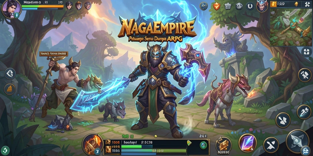 Tampilan gameplay menegangkan di NAGAEMPIRE dengan karakter dan dunia fantastis.