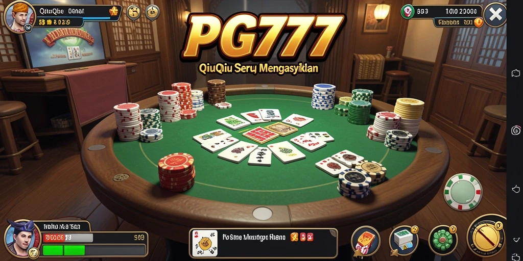 Screenshot PG777 menggambarkan aksi seru dalam permainan QiuQiu.