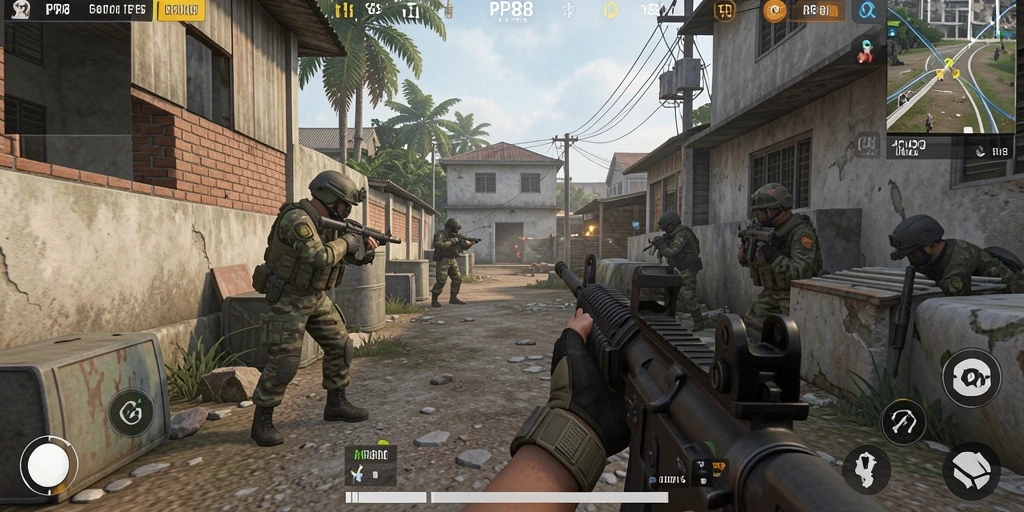 Tampilan seru gameplay PP88 dengan aksi tembak-menembak yang intens.